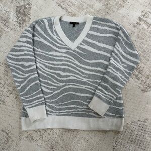 Gray and White Zebra Pattern Sweater